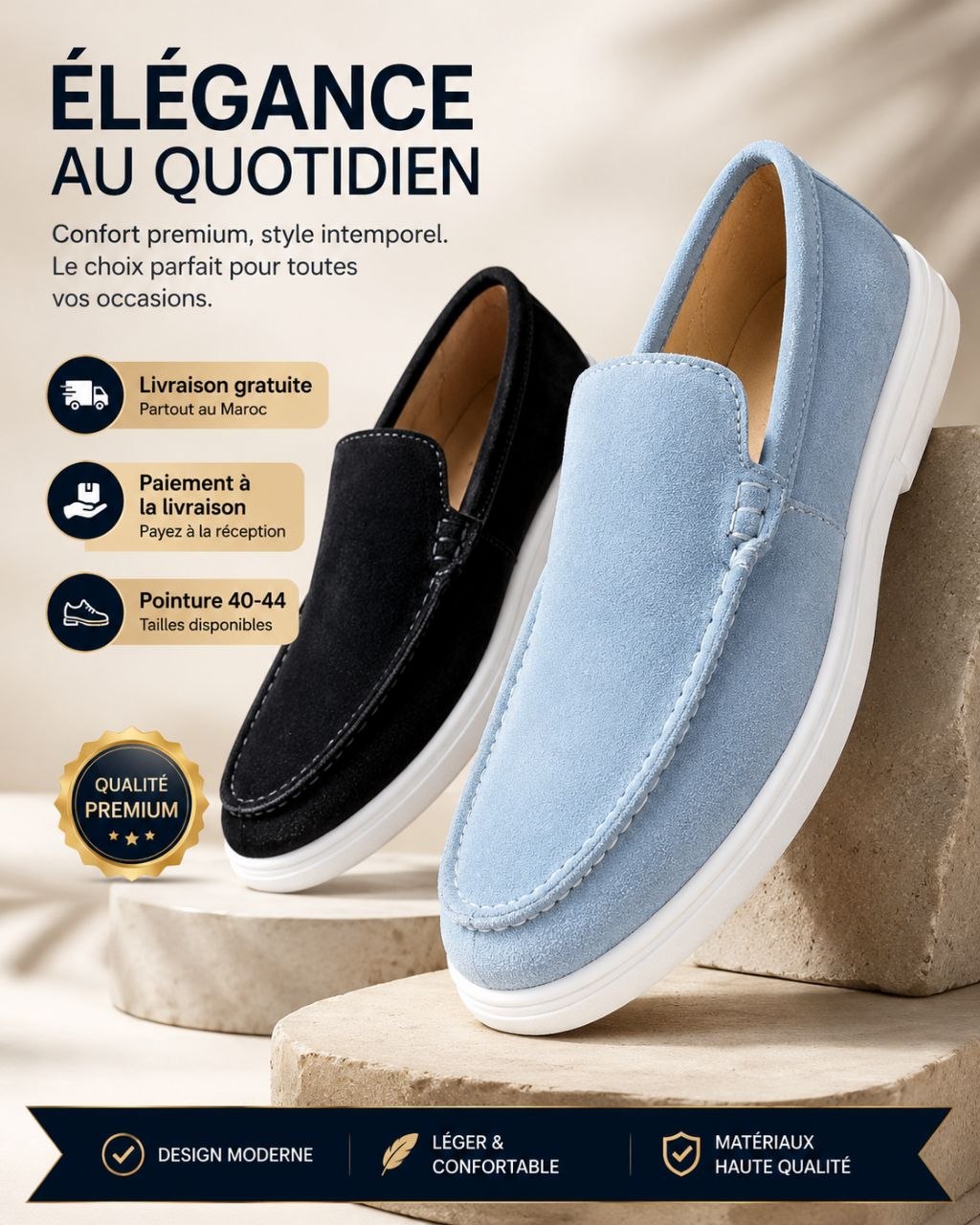 Mocassin Hybride NEVOSTEEP™ en Daim Premium